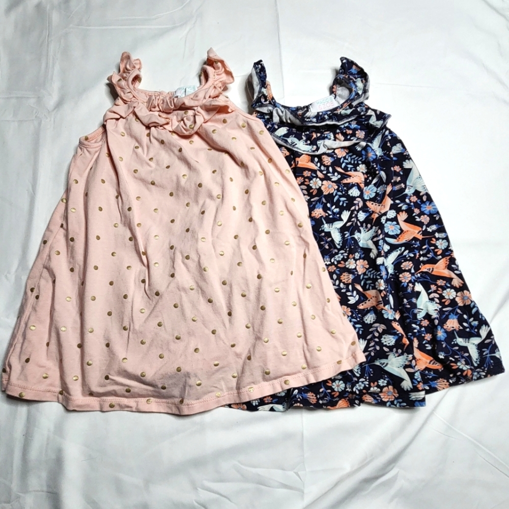 Maggie & Zoe Pink & Navy Sleeveless Ruffled Dress 2-PC Bundle | Girls Size 2T